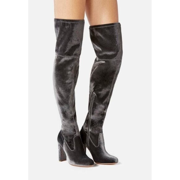 JustFab Tibbie Gray Over the Knee Boots - Picture 7 of 8